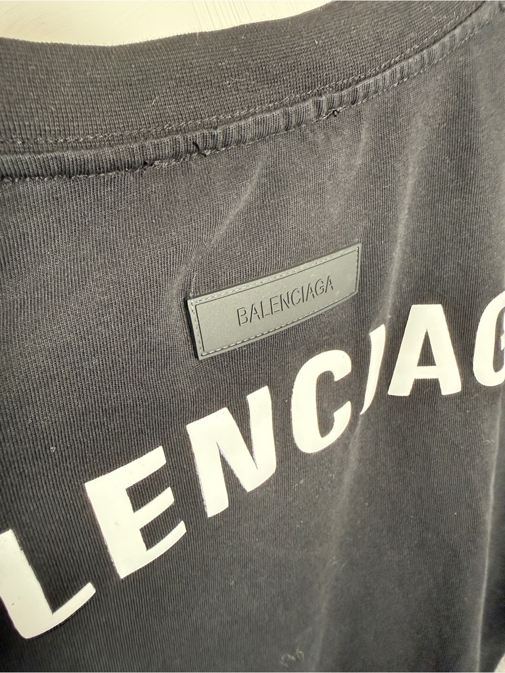 Balenciaga Black T-Shirt with White Back Logo Large - Picture 4 of 7